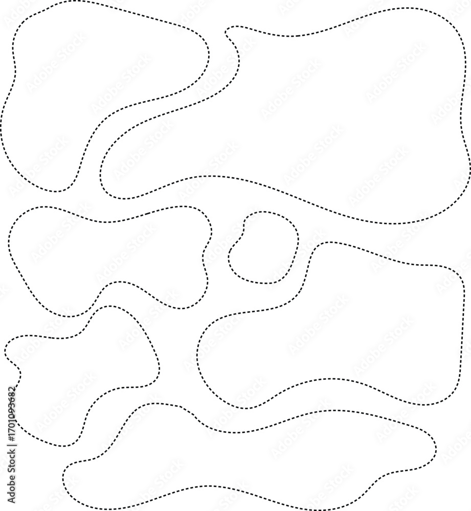 Aufkleber dashed line blob or organic shape texture on a transparent square background