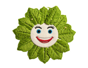Smiling Lettuce Character with Green Leaves.