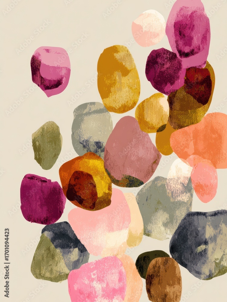 Poster colorful abstract shapes blend harmoniously on a neutral background creating an artistic display of 