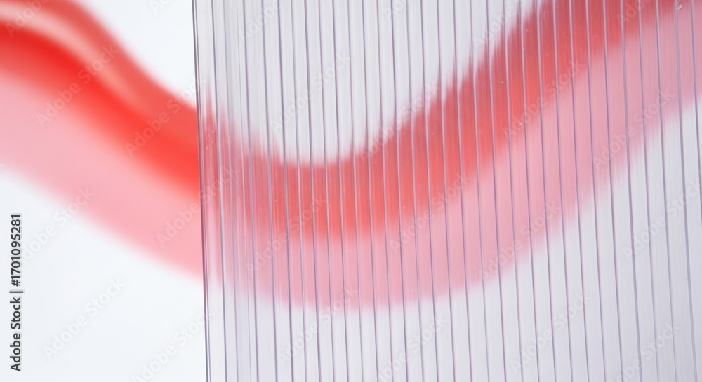 Fototapete abstract background with a red wave seen through a translucent corrugated polycarbonate sheet. moder