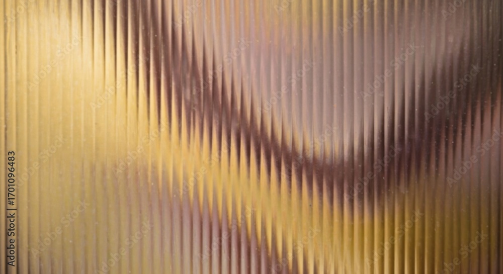 Poster abstract background of textured fluted glass with vertical lines. distorted golden and brown colors 