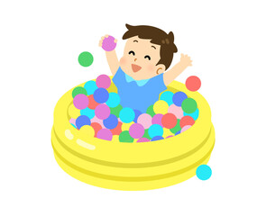 ボールプールで遊ぶ男の子