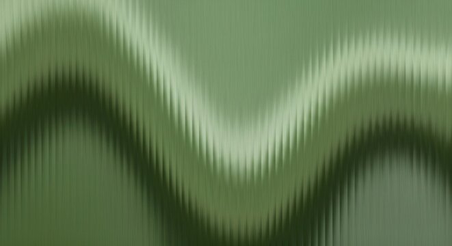 Abstract green background with a wavy distortion effect. Modern digital art featuring vertical lines, light, and shadow creating a corrugated texture. - Powered by Adobe