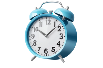 Blue alarm clock with the time of 10:30