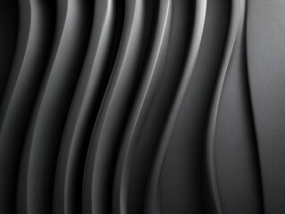 Obraz premium Black Wavy Fold Textured Pattern with Layered Depth, Modern Minimalist Light and Shadow Texture, Background Design Decorative Element