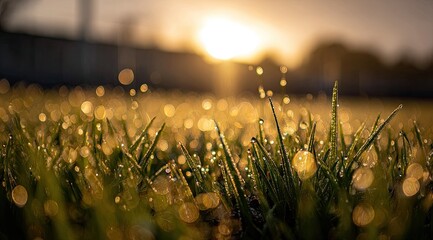 Dew-kissed grass at sunrise (1)