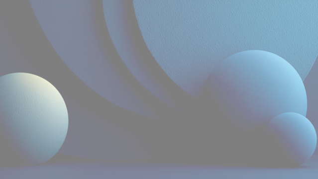 質感のある球体と曲線で構成された青の抽象的な背景