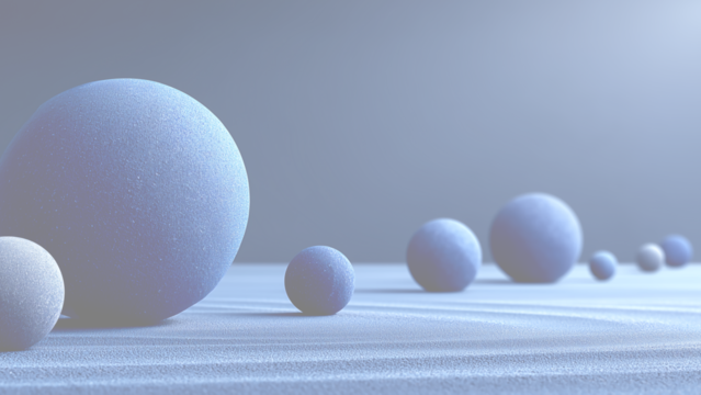 遠近法で並んだ球体のミニマルな抽象的背景