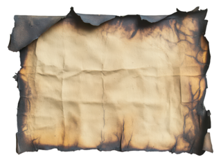 Piece of paper with a burnt edge and a faded background