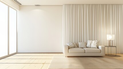 Luxury Living Room Interior Design: Cozy Home Space with Sofa, Armchair, Lamp & Wooden Furniture