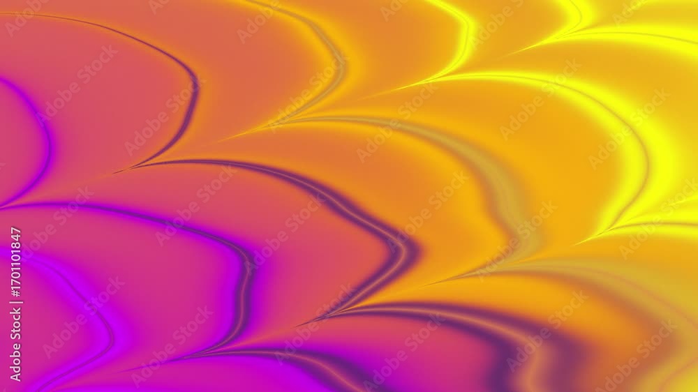 Poster futuristic neon waves of orange, pink gradient flow in endless dance of light and motion with fracta