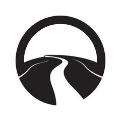 Abstract circular highway logo showing futuristic transport development vision