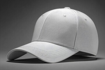 Blank white baseball cap on gray background