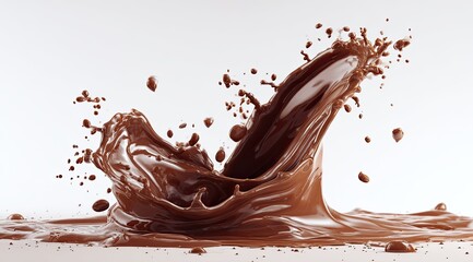 Fototapeta premium Dark chocolate liquid splash against white background