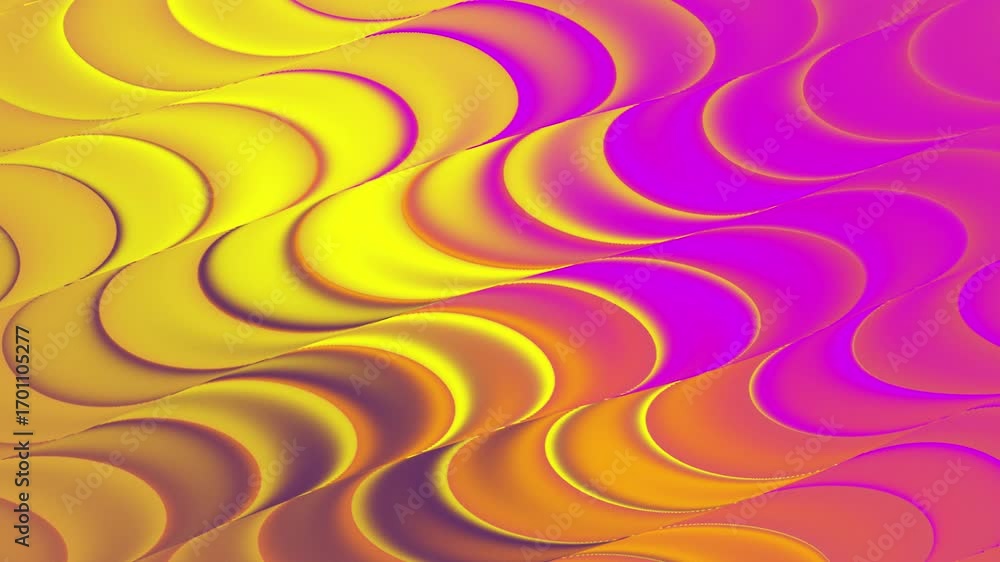 Poster futuristic neon waves of orange, pink gradient flow in endless dance of light and motion with fracta