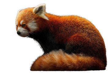 Fototapeta premium Red panda sitting on transparent background, vibrant fur, bushy tail. background removed