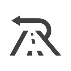 Circular modern highway logo showing road motion and infrastructure progress