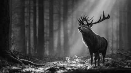 Majestic deer in forest path