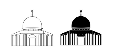 Dome of the Rock icon set isolated on white background