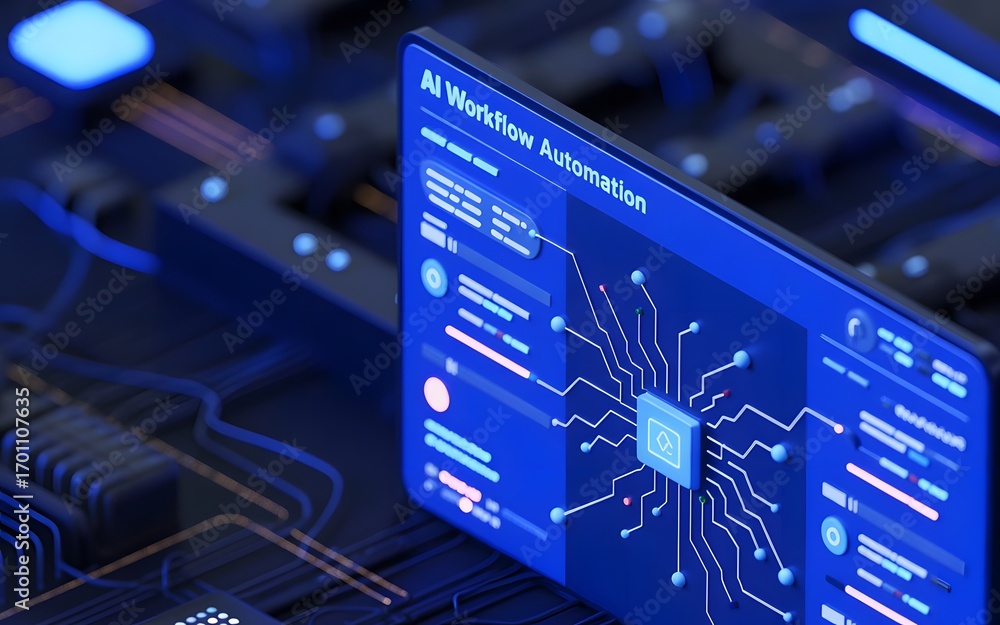 Fototapete a 3d rendering of a sleek, futuristic software interface displaying a complex 