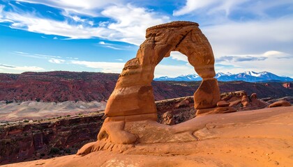 Majestic sandstone arch against a vibrant sky