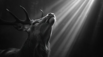 Deer illuminated by sunlight