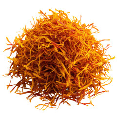 Fototapeta premium Close-up of saffron threads, a vibrant orange spice, densely clustered together. background removed