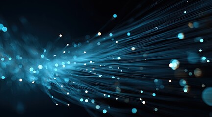 Fototapeta premium Abstract digital stream of light streaks and particles