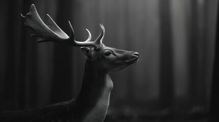 Deer silhouette in forest