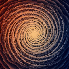 Fototapeta premium A mesmerizing spiral swirl resembling a cosmic galaxy or vortex. Soft, concentric layers radiate outward in a gradient transitioning from warm orange abstract vector background art