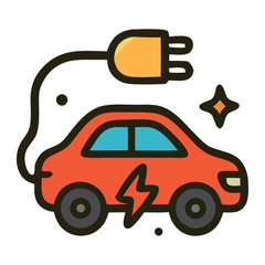 Electric vehicle a sleek modern electric car connected to a charging station, symbolizing clean energy and sustainable transportation. Perfect for illustrating future mobility, eco-friendly technology