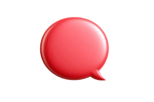 Red speech bubble with on transparent background