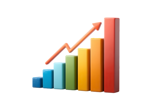 Graph with a red arrow pointing upwards