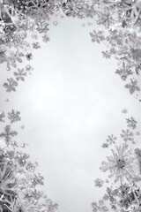 Obraz premium Delicate silver snowflakes on a soft gray background