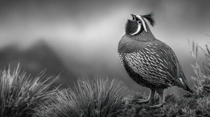 Blackand white quail calling