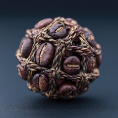 Sphere of coffee beans, woven design