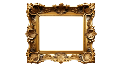 Ornate Golden Picture Frame with Intricate Baroque Design for Art Display
