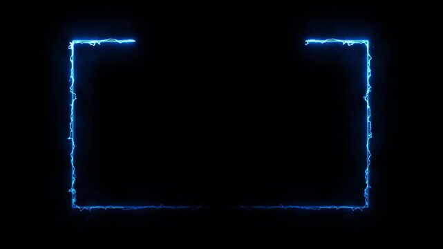 Animation of glowing neon rectangles abstract background. abstract glowing electrified blue neon rectangle border frame. 4k animated on black background