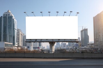 Blank billboard on city street, urban scene