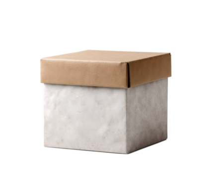 White box with a brown lid