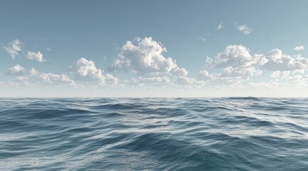 Obraz premium Vast expanse of ocean meeting a light, cloudy sky