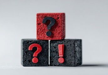 Red and black question mark and exclamation point blocks