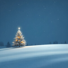 Fototapeta premium Snow covered Christmas tree under moonlight