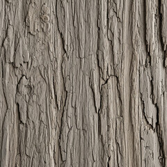 Obraz premium Close-up view of the textured, weathered surface of aged wood, showcasing deep vertical cracks and rough, peeling bark.