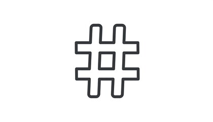 Obraz premium A simple, black outline graphic of a hashtag symbol against a plain white background.