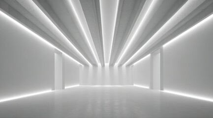 Empty white space, illuminated by sleek lines