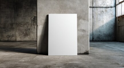 Blank canvas on concrete floor in industrial setting (1)