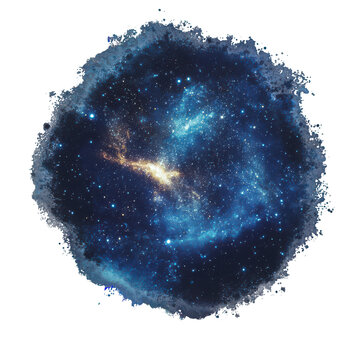 Blue and yellow starry sky with a large blue circle in the middle