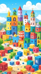 Colorful block city landscape