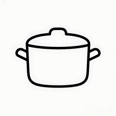 Obraz premium Flat black & white outline of a cooking pot